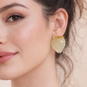 Gold Strawberry Earrings